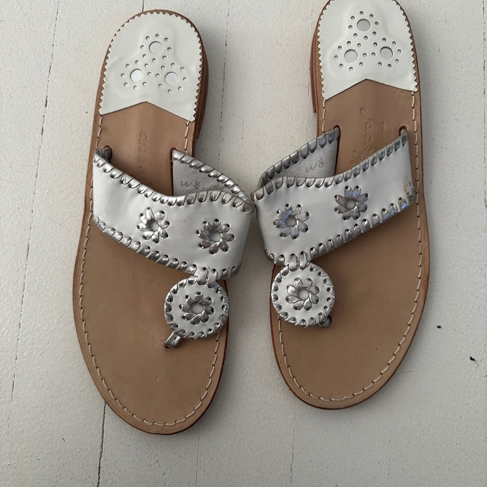 Jack Rogers White and Silver Women's Sandals